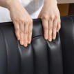 Tabouret de bar Delra pivotant 360° simili cuir dossier repose pieds noir