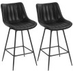 Tabouret de bar Delra pivotant 360° simili cuir dossier repose pieds noir