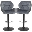 Lot de 2 tabourets de bar Larot velours réglables pivotants gris