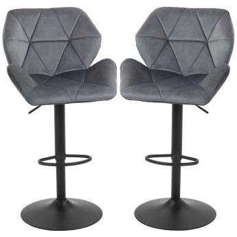 Lot de 2 tabourets de bar Larot velours réglables pivotants gris