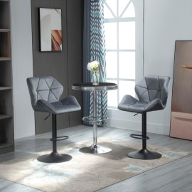 Lot de 2 tabourets de bar Larot velours réglables pivotants gris