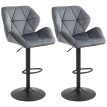 Lot de 2 tabourets de bar Larot velours réglables pivotants gris
