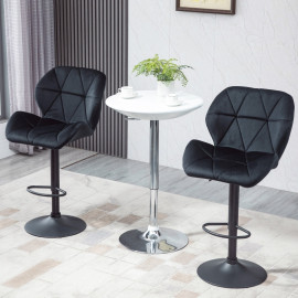 Norria Tabourets de bar rotatifs réglables en hauteur en velours noir