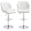 Amres Tabourets de bar réglables pivotants similicuir blanc