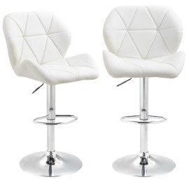 Amres Tabourets de bar réglables pivotants similicuir blanc