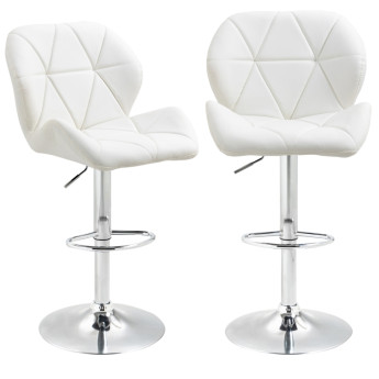 Amres Tabourets de bar réglables pivotants similicuir blanc