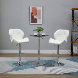 Amres Tabourets de bar réglables pivotants similicuir blanc