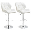 Amres Tabourets de bar réglables pivotants similicuir blanc