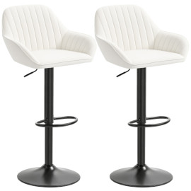 Tabouret de bar Emis pivotant réglable en velours crème