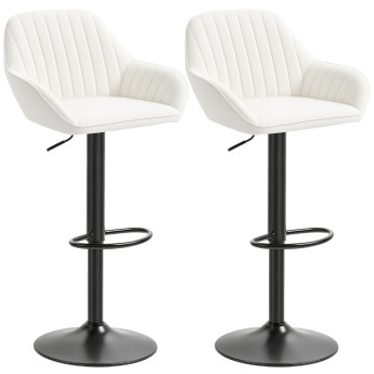 Tabouret de bar Emis pivotant réglable en velours crème