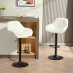 Tabouret de bar Emis pivotant réglable en velours crème