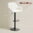 Tabouret de bar Emis pivotant réglable en velours crème