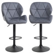 Falena tabourets de bar réglables pivotants velours gris