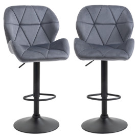 Falena tabourets de bar réglables pivotants velours gris