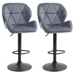 Falena tabourets de bar réglables pivotants velours gris