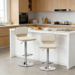 Tero Lot de 2 tabourets de bar réglables rotatifs 360° lin beige