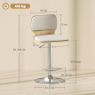 Tero Lot de 2 tabourets de bar réglables rotatifs 360° lin beige