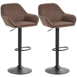 Tabourets de bar Vileo pivotants réglables velours marron