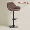 Tabourets de bar Vileo pivotants réglables velours marron