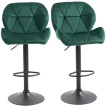 Erlac Lot de 2 Tabourets de Bar Réglables en Velours Vert