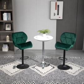 Erlac Lot de 2 Tabourets de Bar Réglables en Velours Vert
