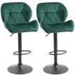 Erlac Lot de 2 Tabourets de Bar Réglables en Velours Vert