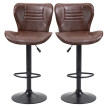 Dela Tabourets de Bar Réglables Simili Cuir Pivotants Marron