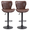 Dela Tabourets de Bar Réglables Simili Cuir Pivotants Marron