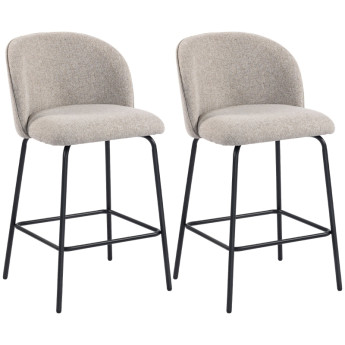 Tabourets de bar Alson avec dossier et repose pieds gris clair