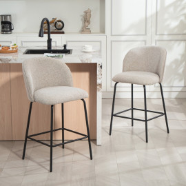 Tabourets de bar Alson avec dossier et repose pieds gris clair