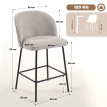 Tabourets de bar Alson avec dossier et repose pieds gris clair