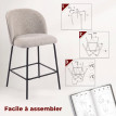 Tabourets de bar Alson avec dossier et repose pieds gris clair