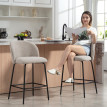 Tabourets de bar Alson avec dossier et repose pieds gris clair