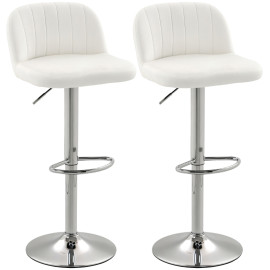 Tabouret de bar Rival pivotant réglable velours crème