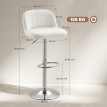 Tabouret de bar Rival pivotant réglable velours crème