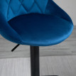 Tabourets de bar Orin réglables en velours et métal bleu