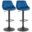 Tabourets de bar Orin réglables en velours et métal bleu