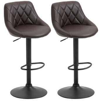 Vervik lot de 2 tabourets de bar réglables pivotants simili cuir marron noir