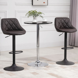 Vervik lot de 2 tabourets de bar réglables pivotants simili cuir marron noir