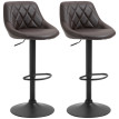 Vervik lot de 2 tabourets de bar réglables pivotants simili cuir marron noir