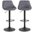 Tabourets de bar Vilane réglables pivotants velours dossier repose pieds gris noir