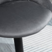 Tabourets de bar Vilane réglables pivotants velours dossier repose pieds gris noir