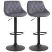 Tabourets de bar Vilane réglables pivotants velours dossier repose pieds gris noir