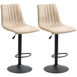 Tabourets de Bar Celea réglables pivotants en acier et polyester Marron