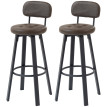 Tabourets de bar Lumys pivotants en PU avec dossier marron foncé