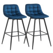 Tabourets Merum style nordique dossier velours métal bleu