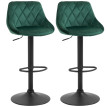 Tabouret de bar Palelier réglable velours dossier repose pieds vert