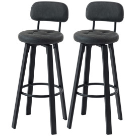 Tabourets de bar Velas pivotants en PU gris foncé