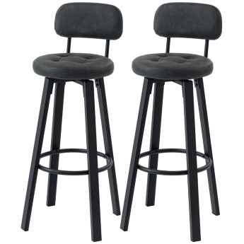 Tabourets de bar Velas pivotants en PU gris foncé