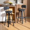 Tabourets de bar Velas pivotants en PU gris foncé